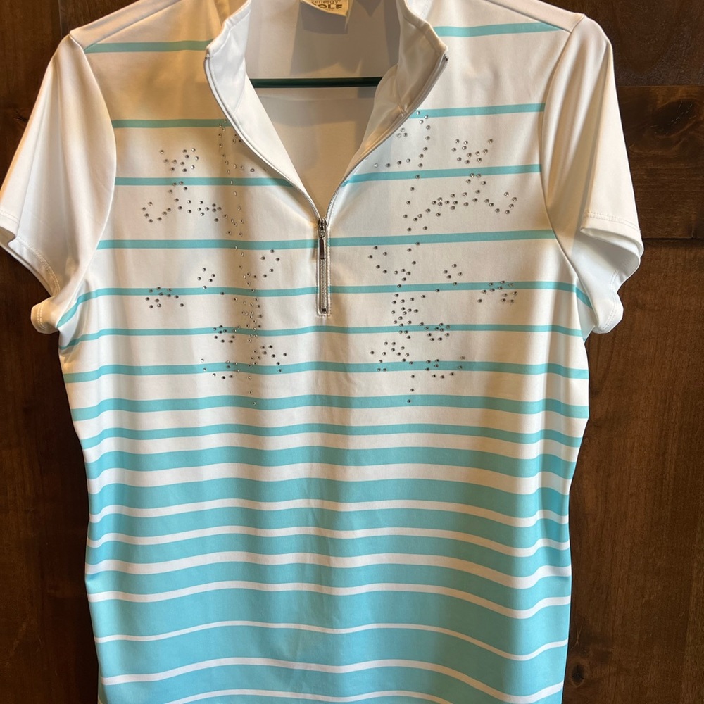 Stylish White and Blue Striped Women's Blouse